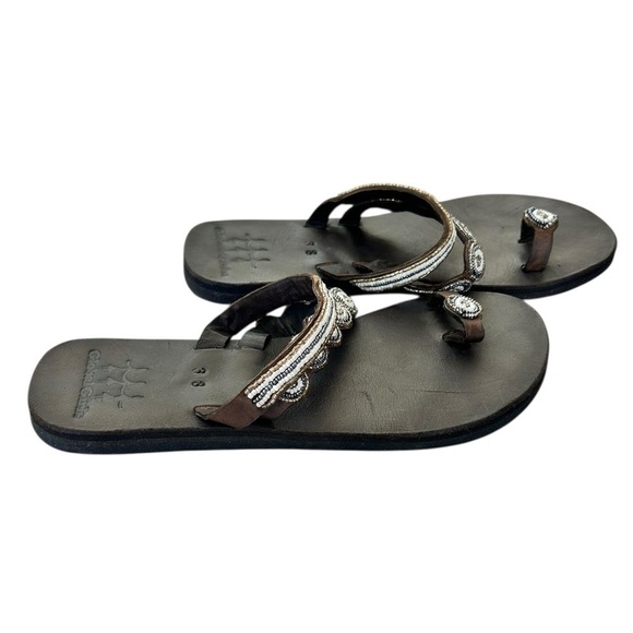 Global Girls Glamour For Good Beaded Sandals Hand Made Size 38 Women’s 7-7.5 VGC - Picture 2 of 6